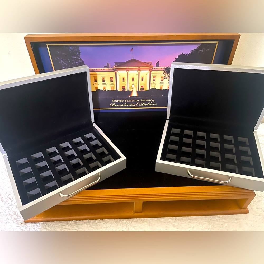 United States of America Gold Presidential Dollars display / storage box